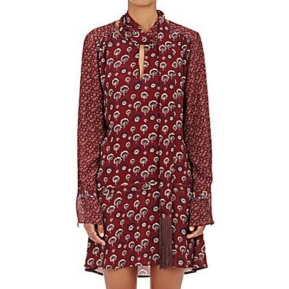 Warm‎ laurel floral dandelion print long sleeve dress